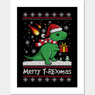 Merry t rex mas ugly christmas sweater Posters and Art